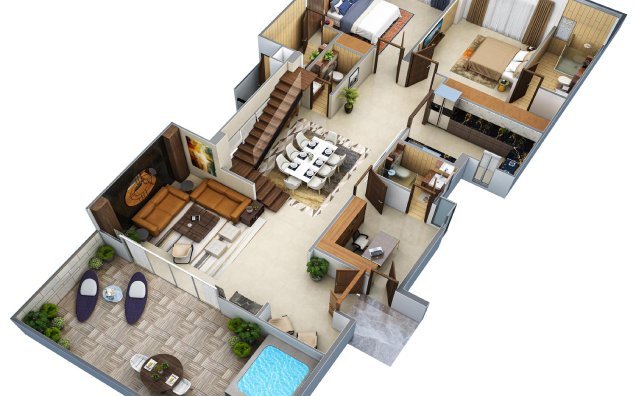 Lower Floor Sky Villa (3D)